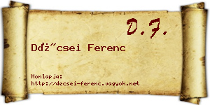 Décsei Ferenc névjegykártya