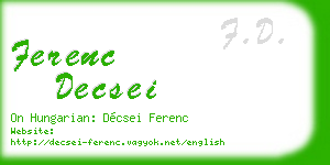 ferenc decsei business card