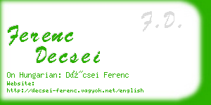 ferenc decsei business card